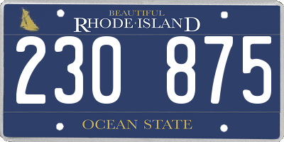 RI license plate 230875
