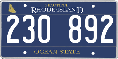 RI license plate 230892