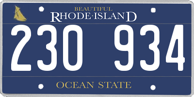 RI license plate 230934