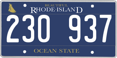 RI license plate 230937