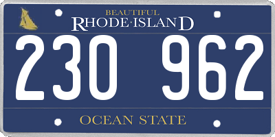 RI license plate 230962