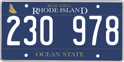 RI license plate 230978