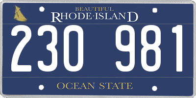 RI license plate 230981
