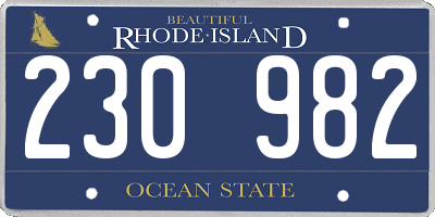RI license plate 230982