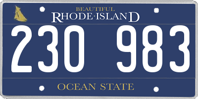 RI license plate 230983
