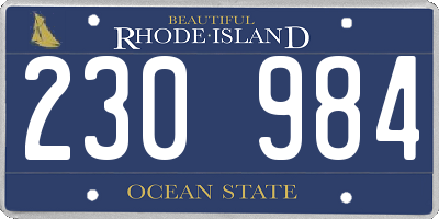 RI license plate 230984