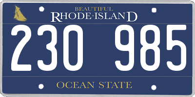 RI license plate 230985