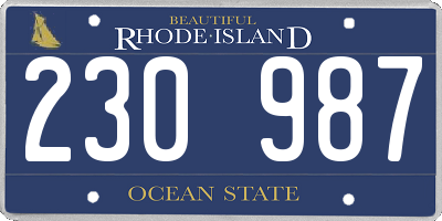 RI license plate 230987