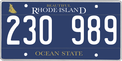 RI license plate 230989