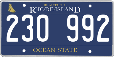 RI license plate 230992