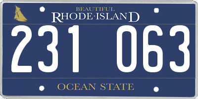 RI license plate 231063