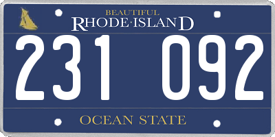 RI license plate 231092