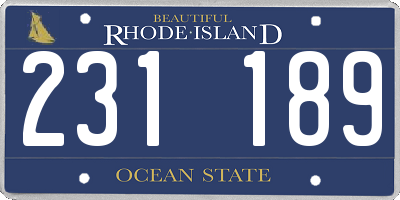 RI license plate 231189