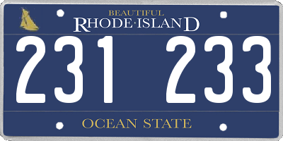 RI license plate 231233