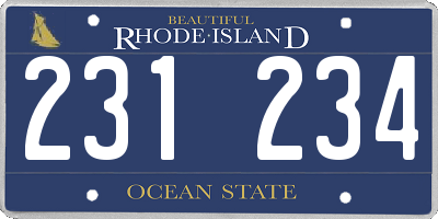 RI license plate 231234