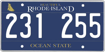 RI license plate 231255