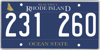 RI license plate 231260