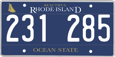 RI license plate 231285