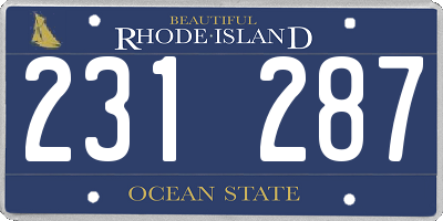 RI license plate 231287