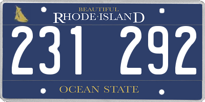 RI license plate 231292