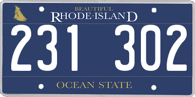 RI license plate 231302