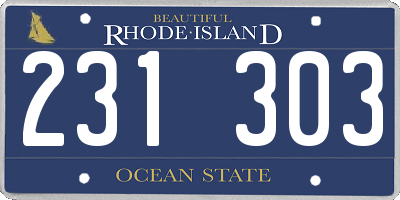 RI license plate 231303
