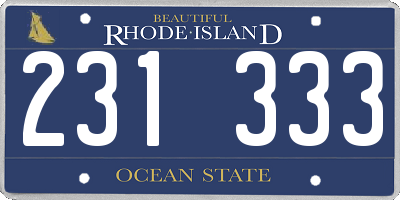 RI license plate 231333