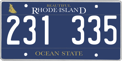 RI license plate 231335