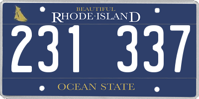RI license plate 231337