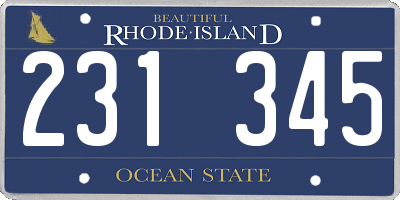 RI license plate 231345