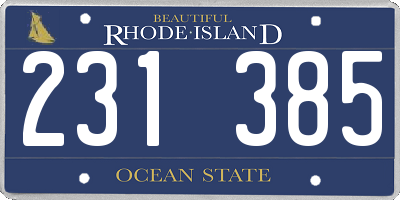 RI license plate 231385