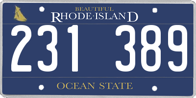 RI license plate 231389