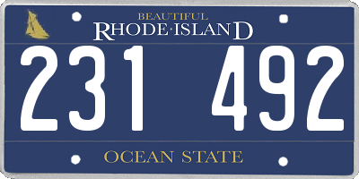 RI license plate 231492