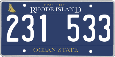 RI license plate 231533