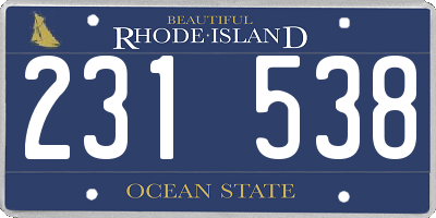 RI license plate 231538