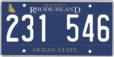 RI license plate 231546