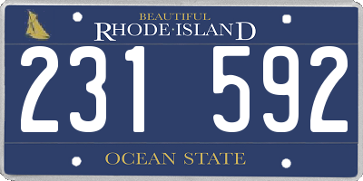 RI license plate 231592
