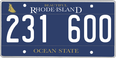 RI license plate 231600