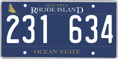 RI license plate 231634