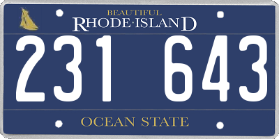 RI license plate 231643