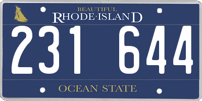 RI license plate 231644