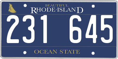 RI license plate 231645