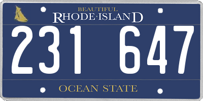 RI license plate 231647