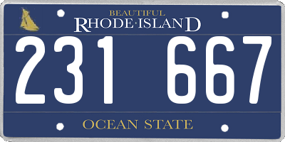 RI license plate 231667