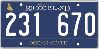 RI license plate 231670