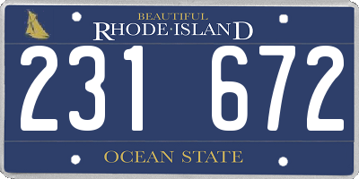 RI license plate 231672