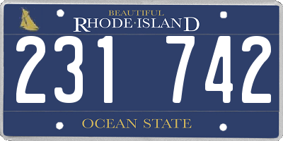 RI license plate 231742