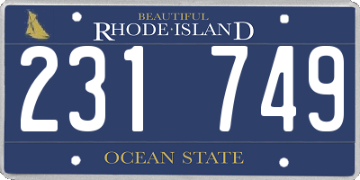 RI license plate 231749