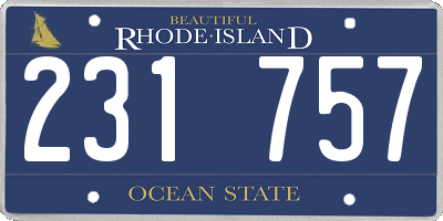 RI license plate 231757