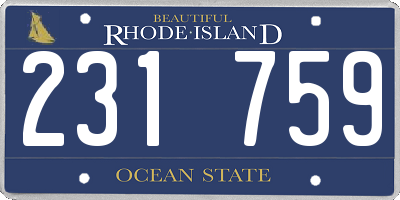 RI license plate 231759